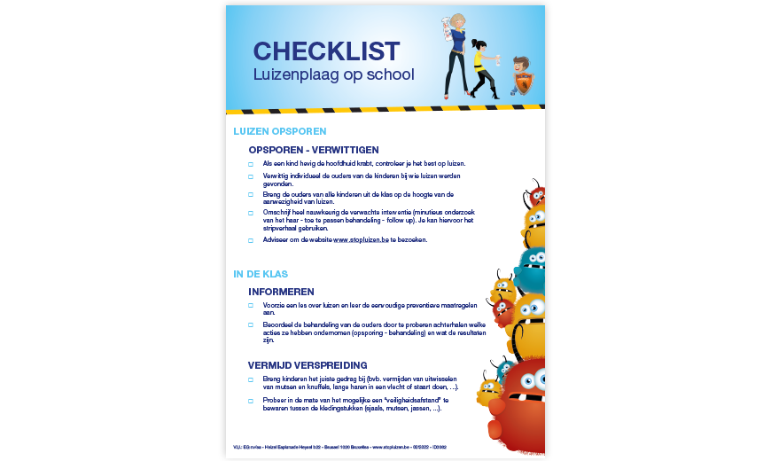 Deze handige checklist voor leerkrachten en leerlingenbegeleiders helpt om een overzicht te bewaren tijdens het luizenalarm.